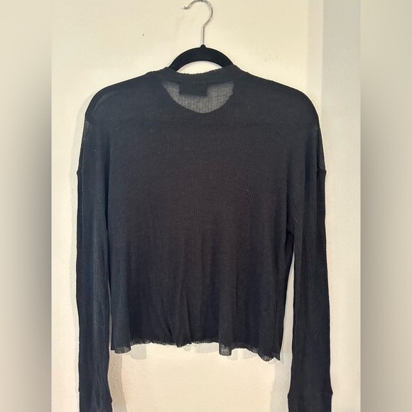 RtA Ribbed Cashmere Blend Long Sleeve Top Black Size XS - Picture 2 of 10